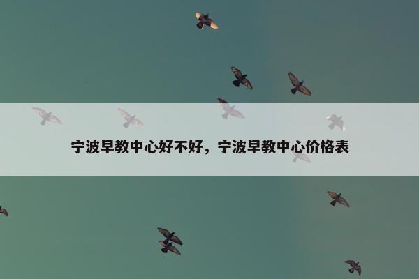 宁波早教中心好不好，宁波早教中心价格表