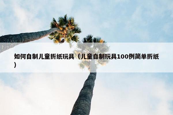 如何自制儿童折纸玩具（儿童自制玩具100例简单折纸）