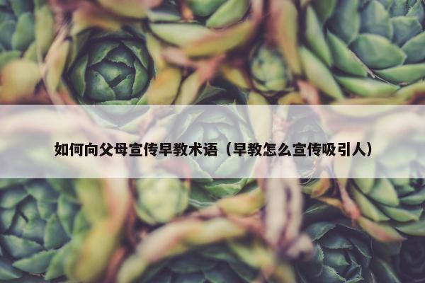 如何向父母宣传早教术语（早教怎么宣传吸引人）