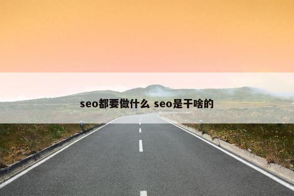 seo都要做什么 seo是干啥的