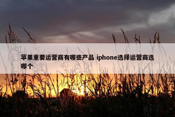 苹果重要运营商有哪些产品 iphone选择运营商选哪个