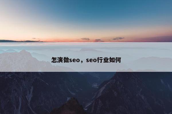 怎演做seo，seo行业如何