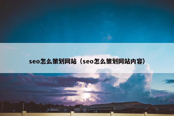 seo怎么策划网站（seo怎么策划网站内容）