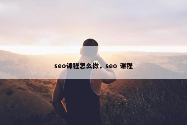 seo课程怎么做，seo 课程