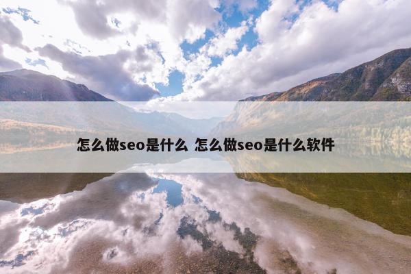 怎么做seo是什么 怎么做seo是什么软件