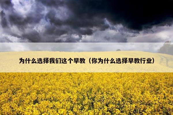 为什么选择我们这个早教（你为什么选择早教行业）