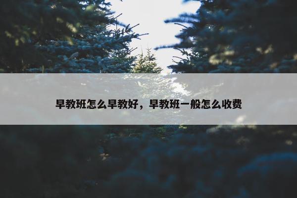 早教班怎么早教好，早教班一般怎么收费