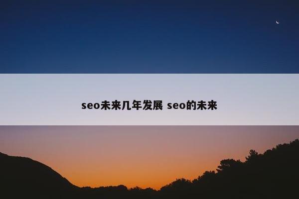 seo未来几年发展 seo的未来