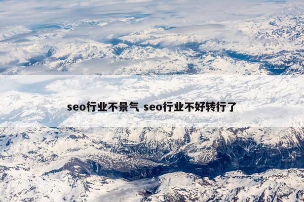 seo行业不景气 seo行业不好转行了