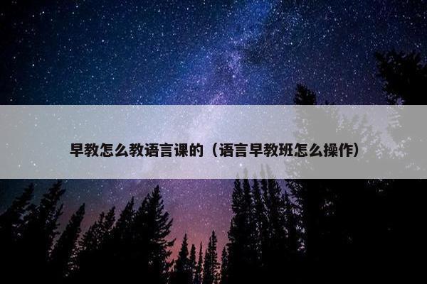 早教怎么教语言课的（语言早教班怎么操作）