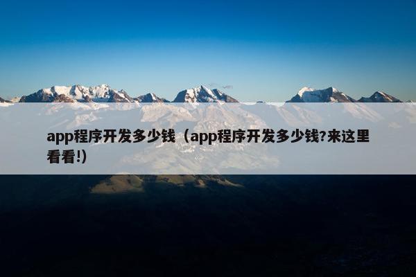 app程序开发多少钱（app程序开发多少钱?来这里看看!）