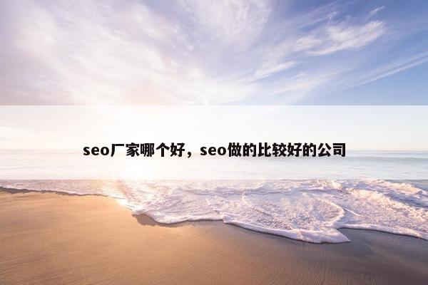 seo厂家哪个好，seo做的比较好的公司