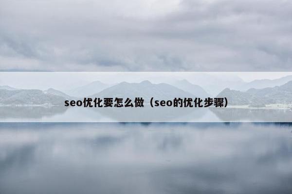 seo优化要怎么做（seo的优化步骤）