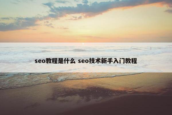 seo教程是什么 seo技术新手入门教程