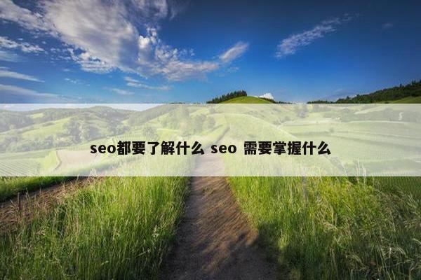 seo都要了解什么 seo 需要掌握什么