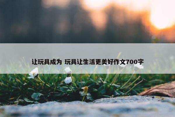 让玩具成为 玩具让生活更美好作文700字