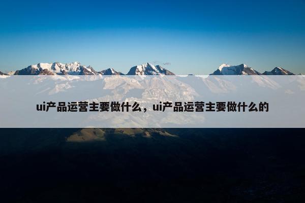 ui产品运营主要做什么，ui产品运营主要做什么的