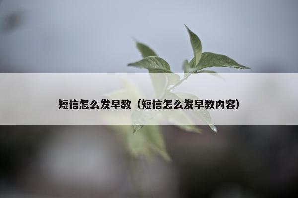 短信怎么发早教（短信怎么发早教内容）