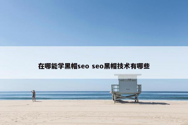 在哪能学黑帽seo seo黑帽技术有哪些