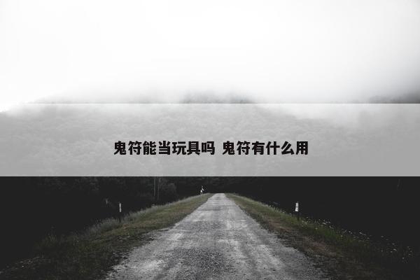 鬼符能当玩具吗 鬼符有什么用