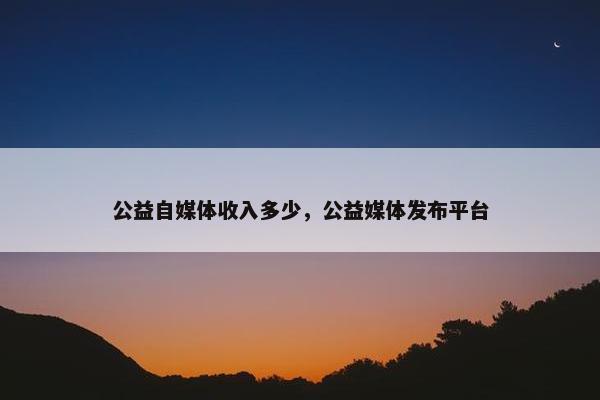 公益自媒体收入多少，公益媒体发布平台