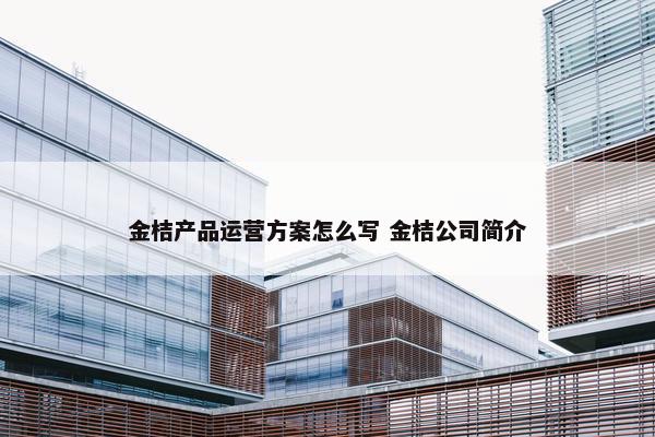 金桔产品运营方案怎么写 金桔公司简介