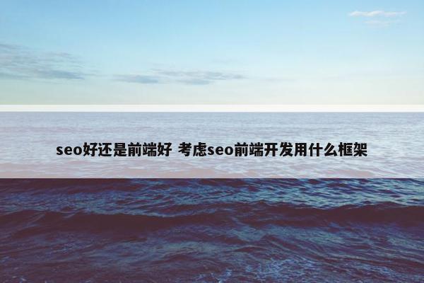 seo好还是前端好 考虑seo前端开发用什么框架