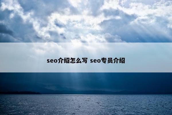 seo介绍怎么写 seo专员介绍