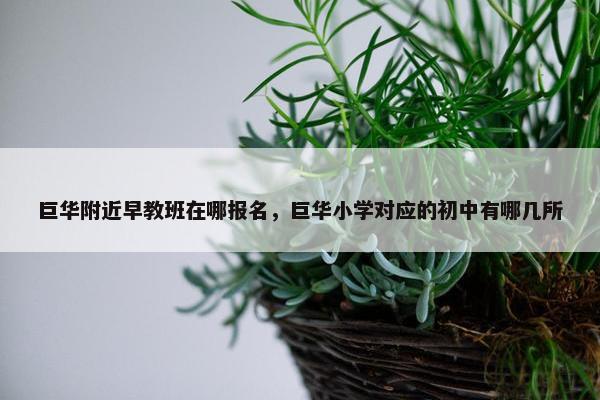 巨华附近早教班在哪报名，巨华小学对应的初中有哪几所