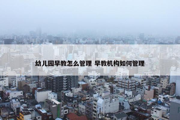 幼儿园早教怎么管理 早教机构如何管理