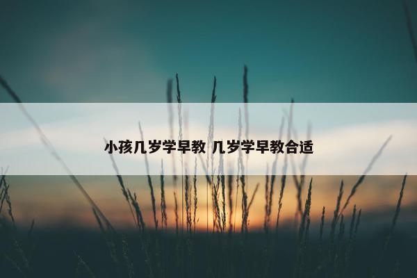 小孩几岁学早教 几岁学早教合适