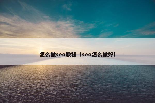 怎么做seo教程（seo怎么做好）