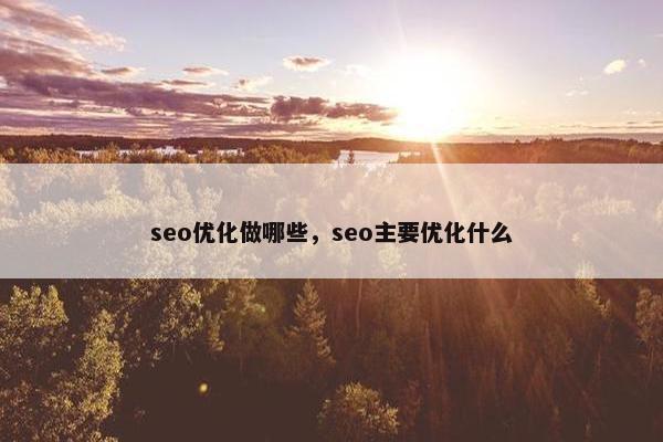 seo优化做哪些，seo主要优化什么