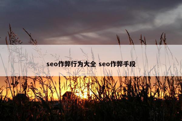 seo作弊行为大全 seo作弊手段