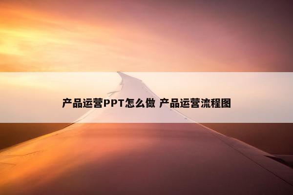 产品运营PPT怎么做 产品运营流程图