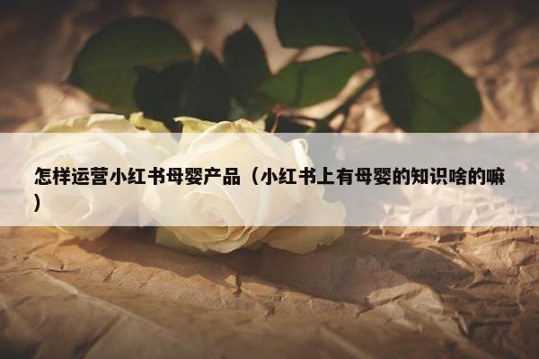 怎样运营小红书母婴产品（小红书上有母婴的知识啥的嘛）