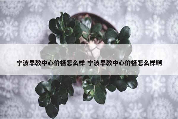 宁波早教中心价格怎么样 宁波早教中心价格怎么样啊