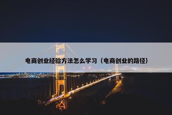 电商创业经验方法怎么学习（电商创业的路径）