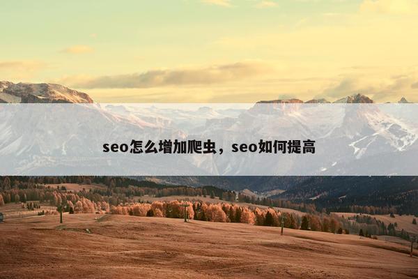 seo怎么增加爬虫，seo如何提高