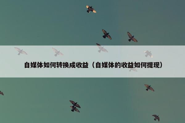 自媒体如何转换成收益（自媒体的收益如何提现）