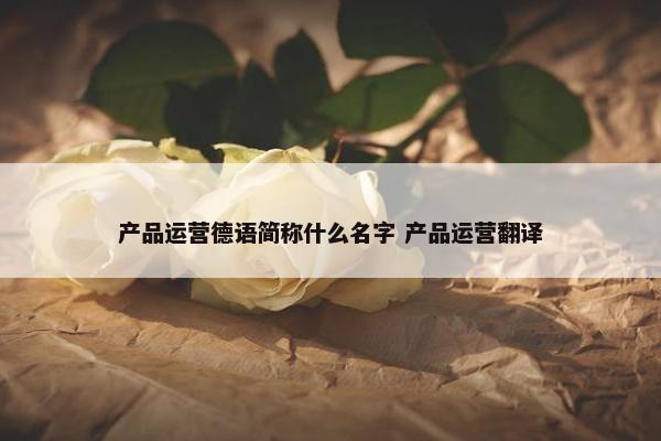 产品运营德语简称什么名字 产品运营翻译