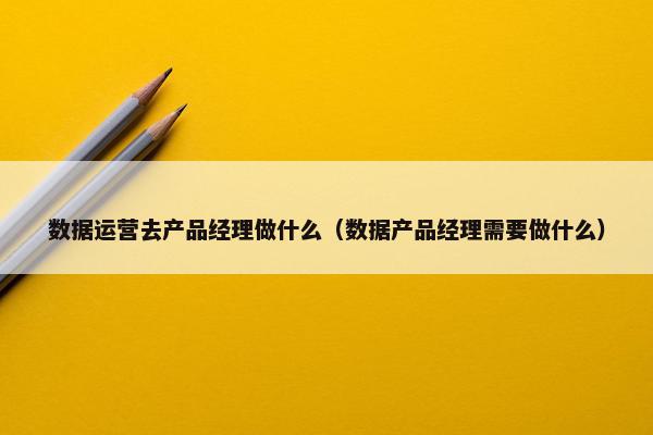 数据运营去产品经理做什么（数据产品经理需要做什么）