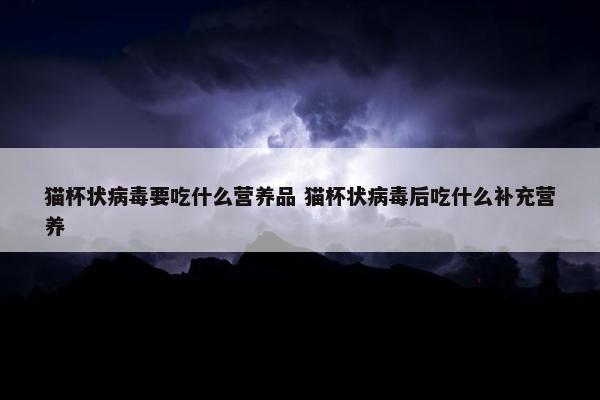 猫杯状病毒要吃什么营养品 猫杯状病毒后吃什么补充营养