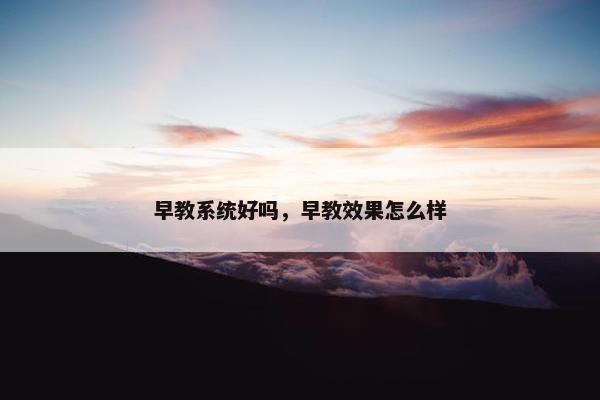 早教系统好吗，早教效果怎么样