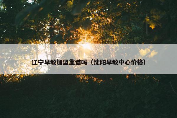 辽宁早教加盟靠谱吗（沈阳早教中心价格）