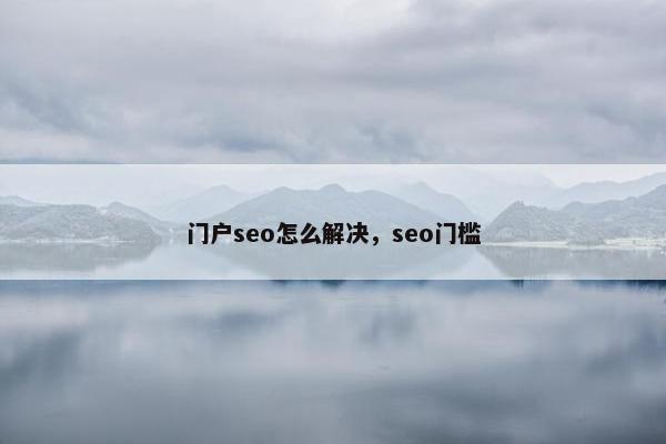 门户seo怎么解决，seo门槛