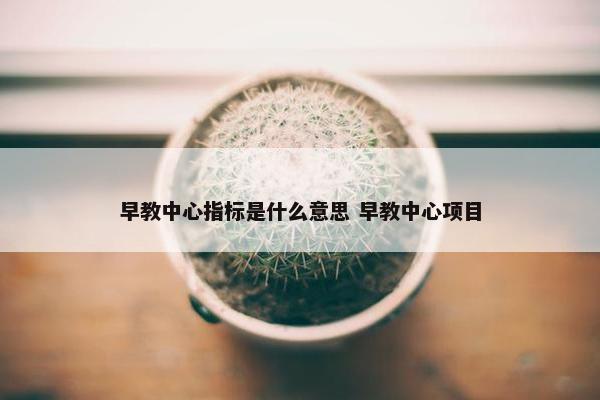 早教中心指标是什么意思 早教中心项目