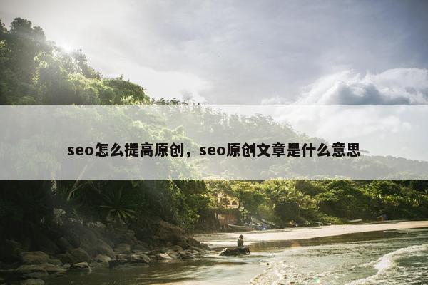 seo怎么提高原创，seo原创文章是什么意思