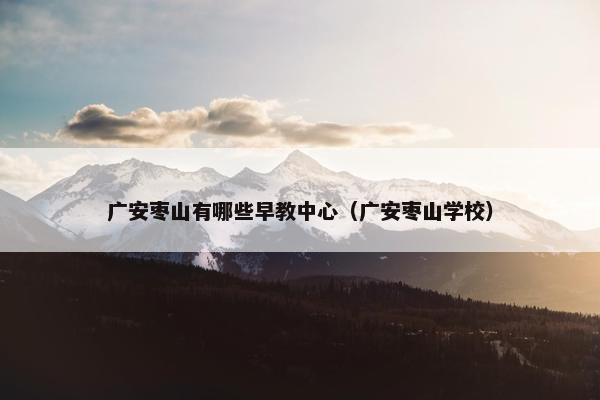 广安枣山有哪些早教中心（广安枣山学校）