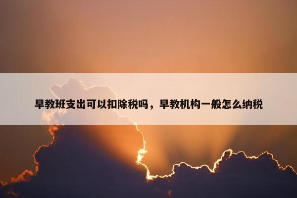 早教班支出可以扣除税吗，早教机构一般怎么纳税